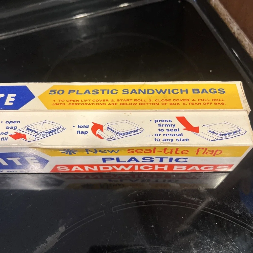 Vintage 1965 Scott Cut-Rite Plastic Sandwich Bags - Open- Looks Full -Movie Prop
